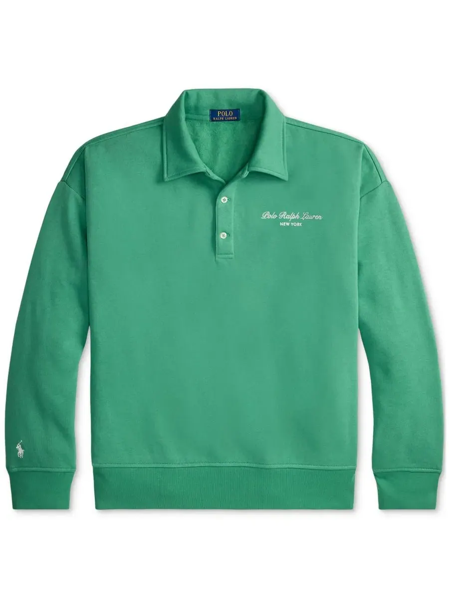 Свитшот с воротником и вышивкой New York Polo Ralph Lauren — изображение 5 из 5, зеленый