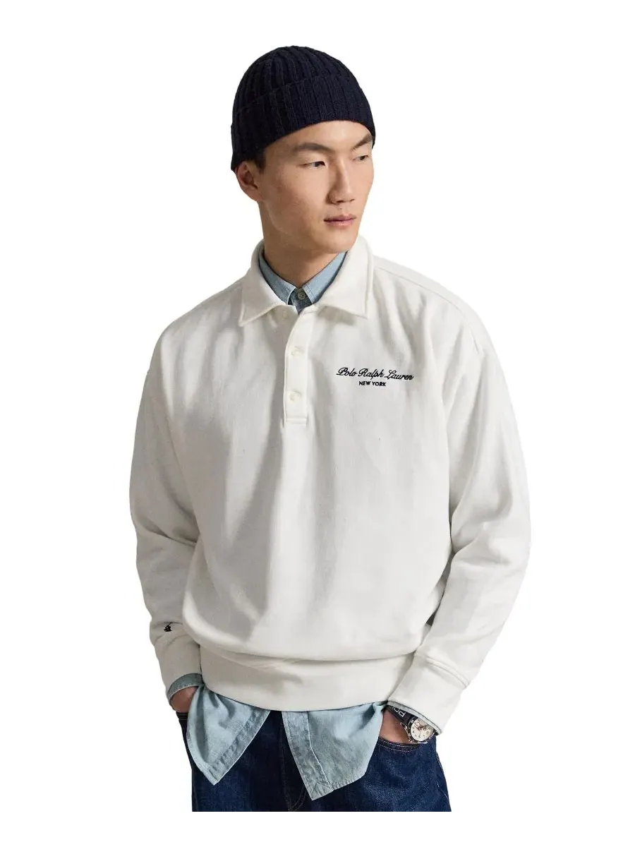 Свитшот с воротником и вышивкой New York Polo Ralph Lauren — изображение 1 из 5, белый