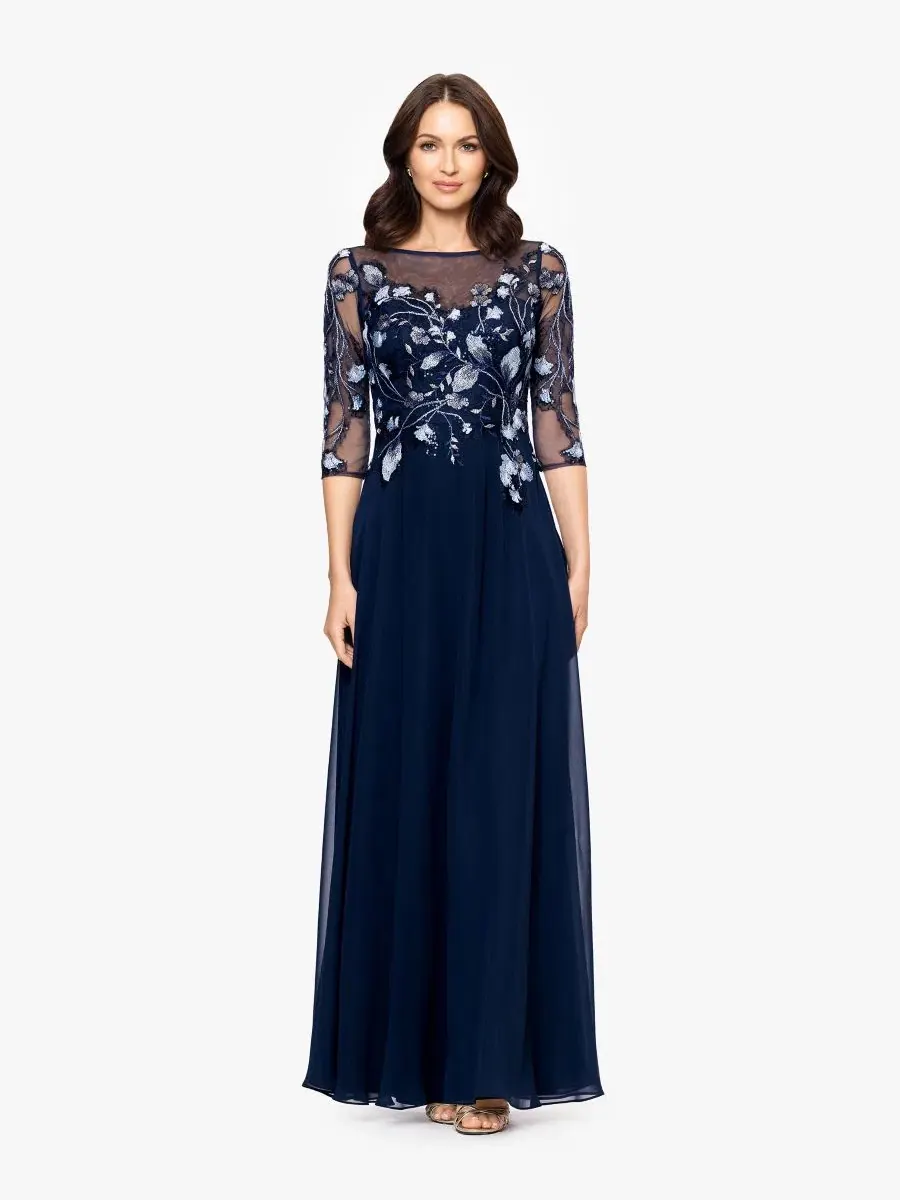 Платье-трапеция с вышивкой Petite A-Line Embroidered Dress Betsy & Adam
