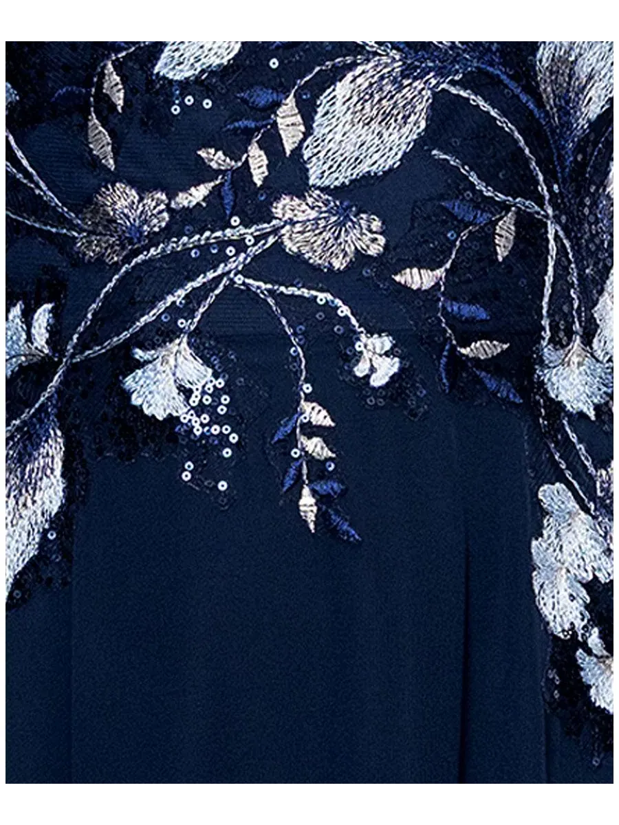 Платье-трапеция с вышивкой Petite A-Line Embroidered Dress Betsy & Adam — изображение 4 из 5, синий мульти