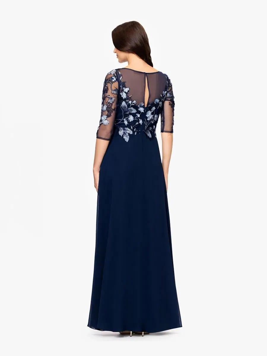 Платье-трапеция с вышивкой Petite A-Line Embroidered Dress Betsy & Adam — изображение 5 из 5, синий мульти