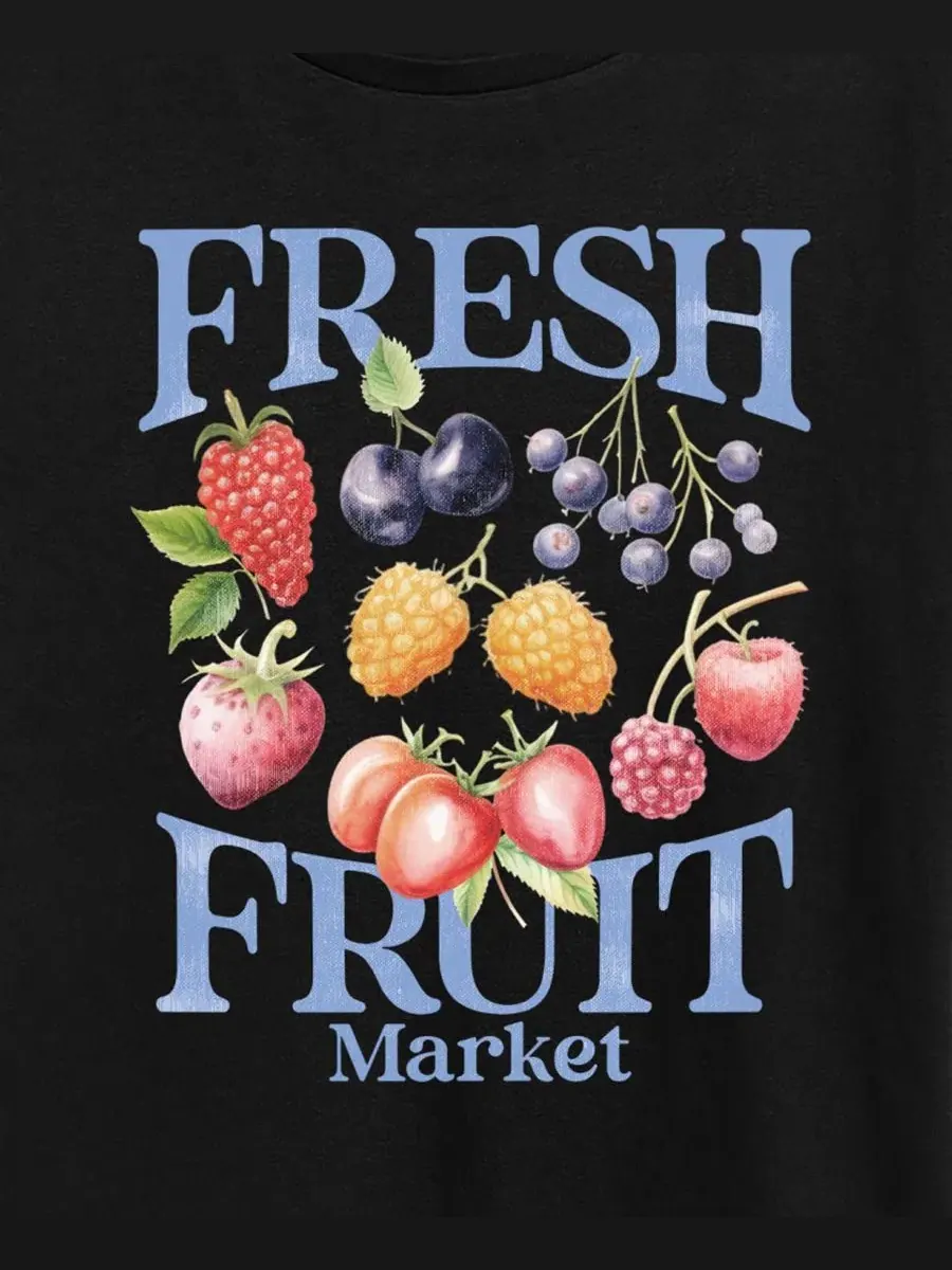 Футболка с графическим принтом Fresh Fruit Market Hybrid Apparel — изображение 3 из 3, черный