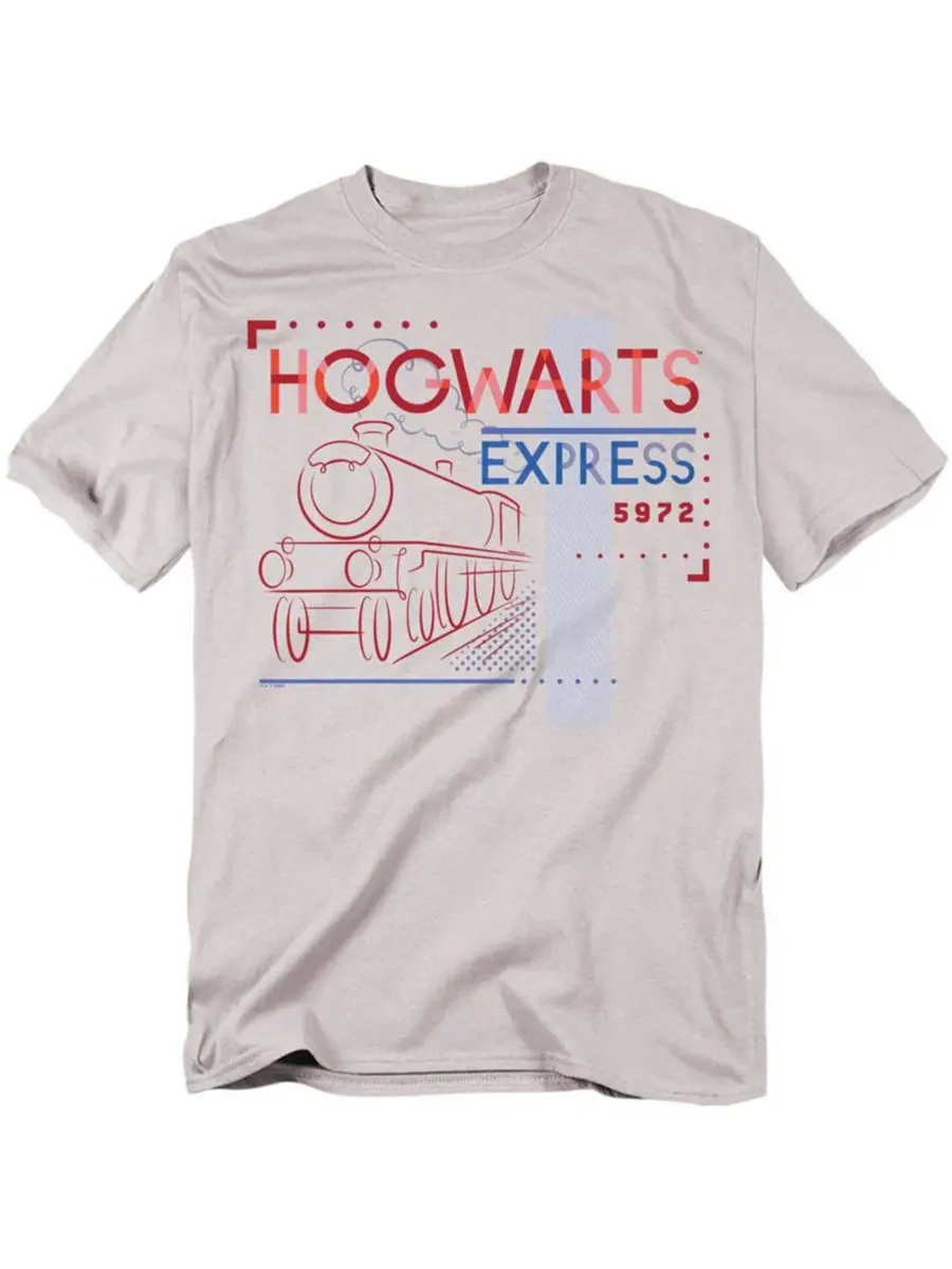 Футболка с принтом Hogwarts Express Line Drawing Harry Potter — изображение 1 из 3, серебряный