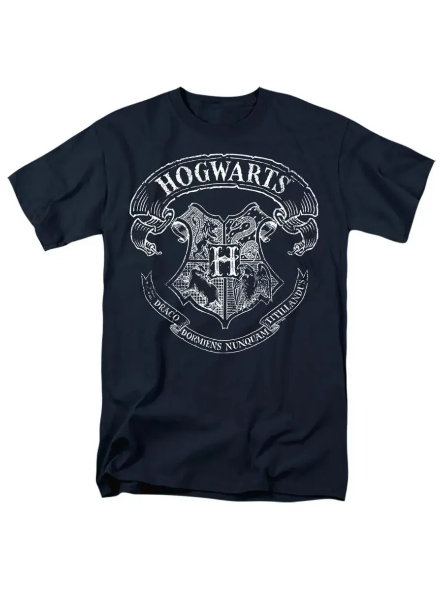 Мужская футболка с гербом школы Хогвартс Harry Potter — изображение 1 из 3, темно-синий