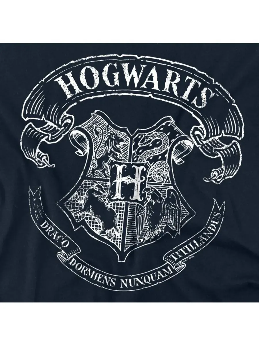 Мужская футболка с гербом школы Хогвартс Harry Potter — изображение 2 из 3, темно-синий