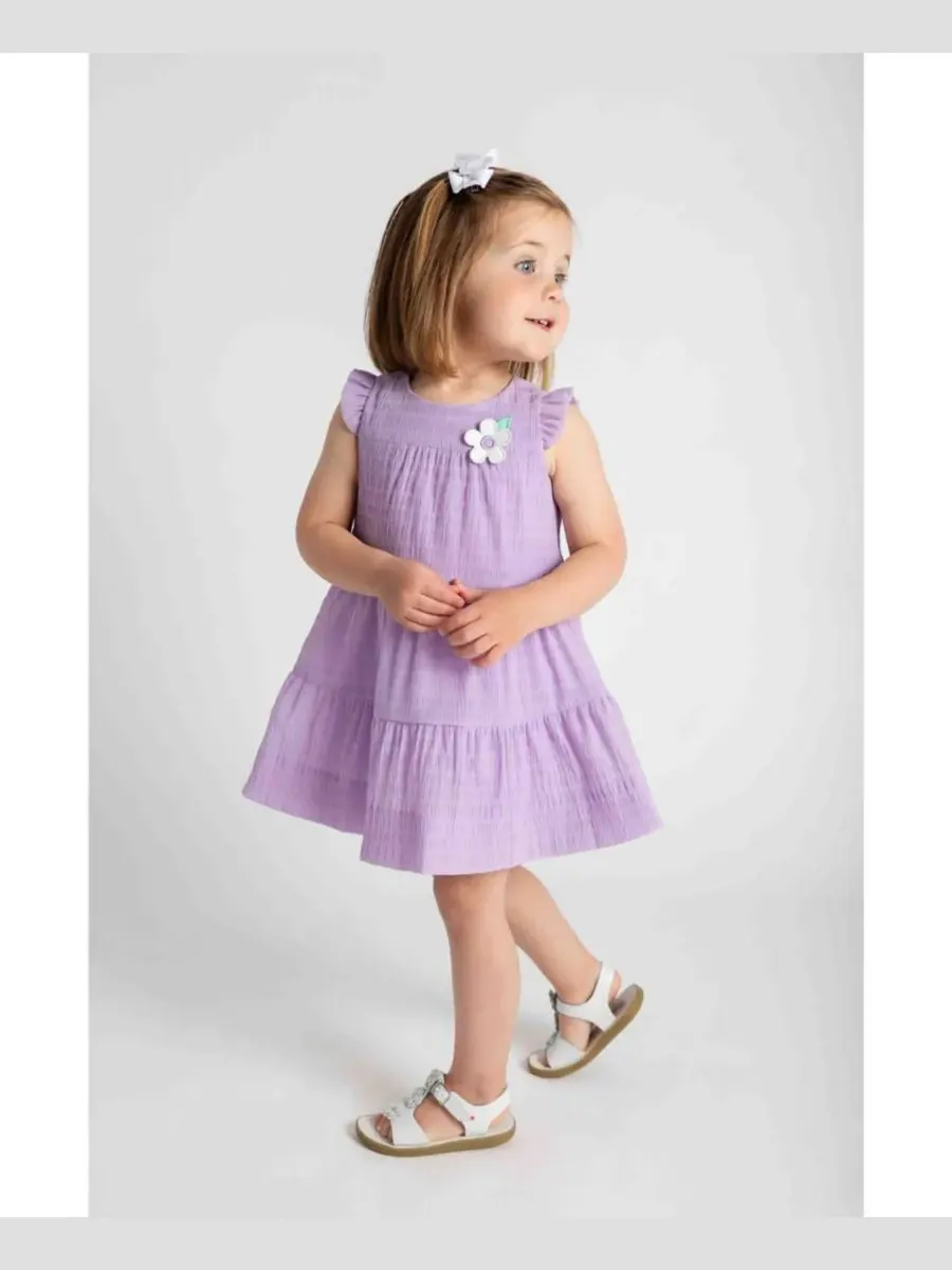 Детское платье из жатой ткани с цветочным принтом Florence Eiseman — изображение 5 из 5, фиолетовый