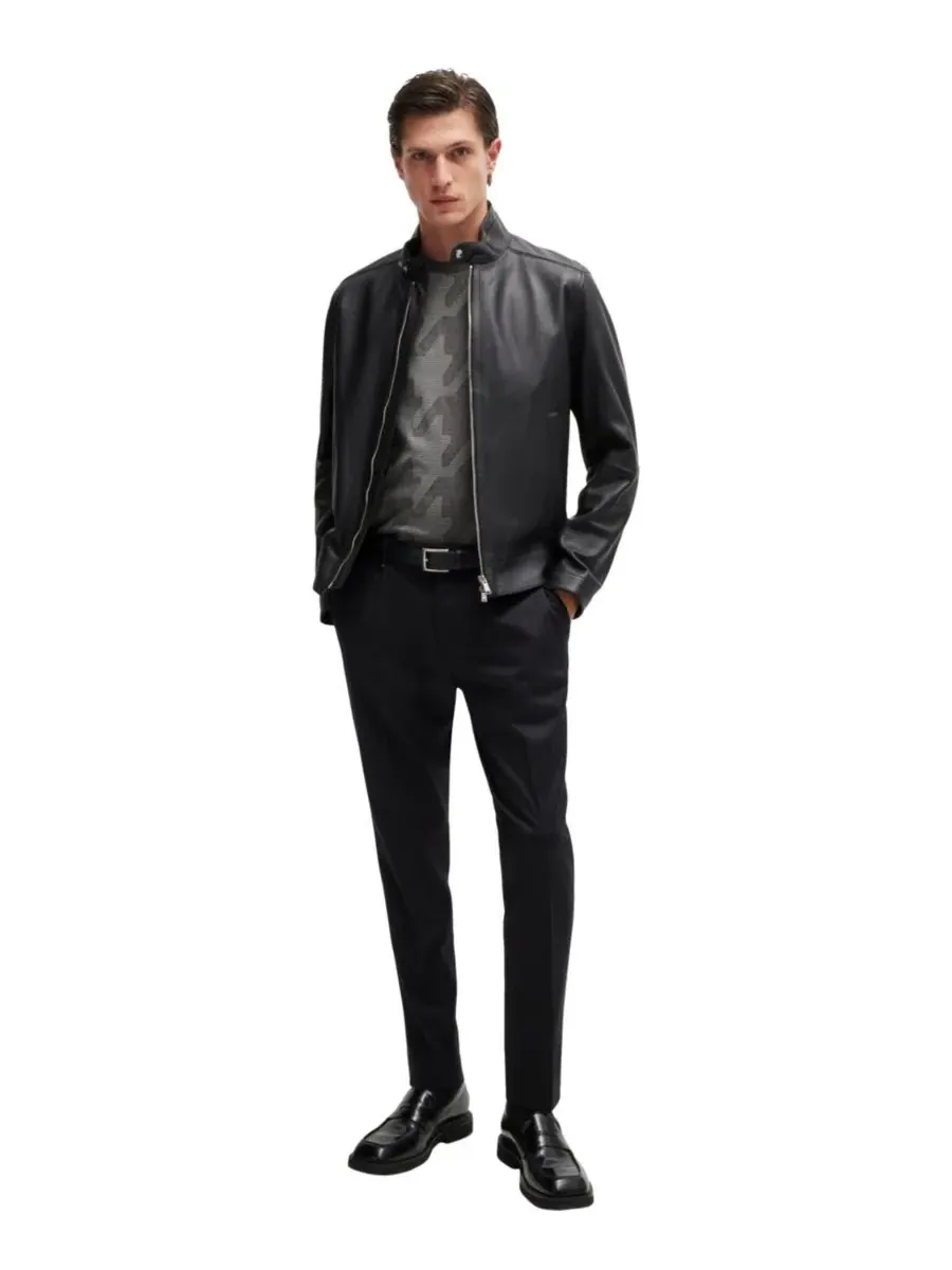 Hugo Boss Мужская футболка с жаккардовым узором «гусиная лапка» — изображение 4 из 4, серебряный