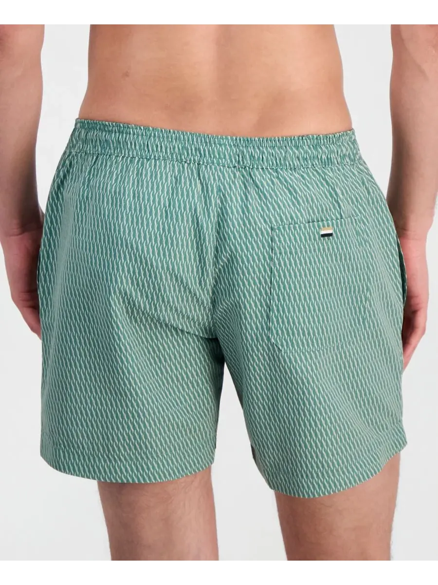 Мужские плавки BOSS с волнистым принтом, высота 5 дюймов Hugo Boss — изображение 4 из 5, темно-синий/оранжевый