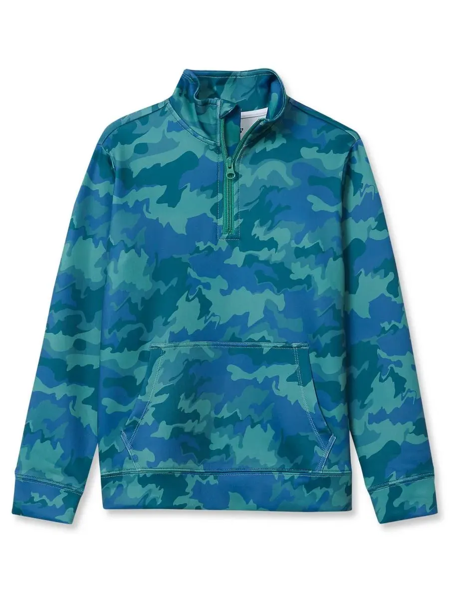 Детская куртка с четверть-молнией Clover Green Camo Lands' End