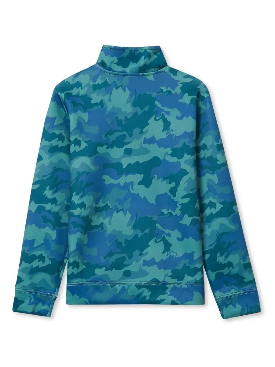Детская куртка с четверть-молнией Clover Green Camo Lands' End — изображение 2 из 3, зеленый