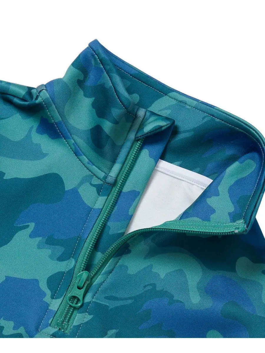 Детская куртка с четверть-молнией Clover Green Camo Lands' End — изображение 3 из 3, зеленый