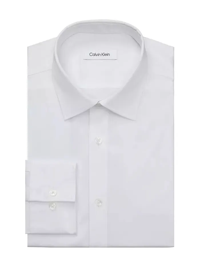 Мужская изысканная облегающая рубашка-стрейч Calvin Klein — изображение 3 из 6, белый