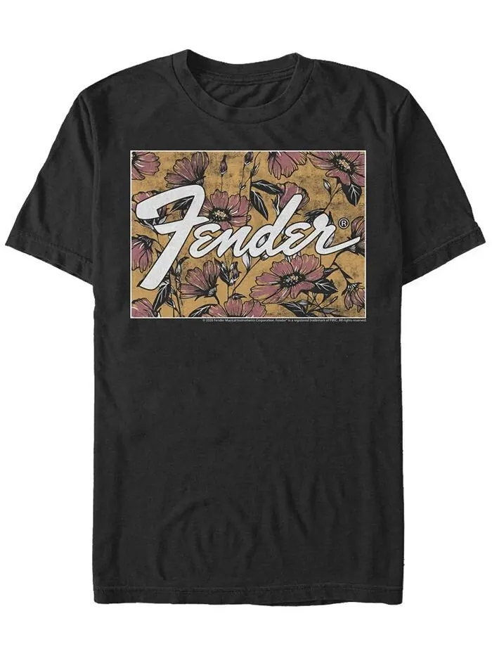 Мужская футболка с коротким рукавом и цветочным принтом Fender Box Logo Fifth Sun — изображение 1 из 1, черный
