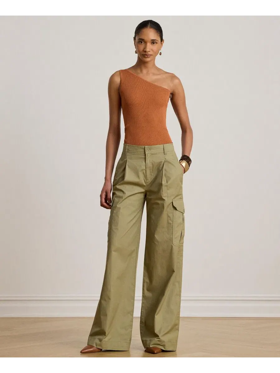 Женский трикотажный свитер в рубчик на одно плечо Lauren Ralph Lauren — изображение 2 из 6, красный