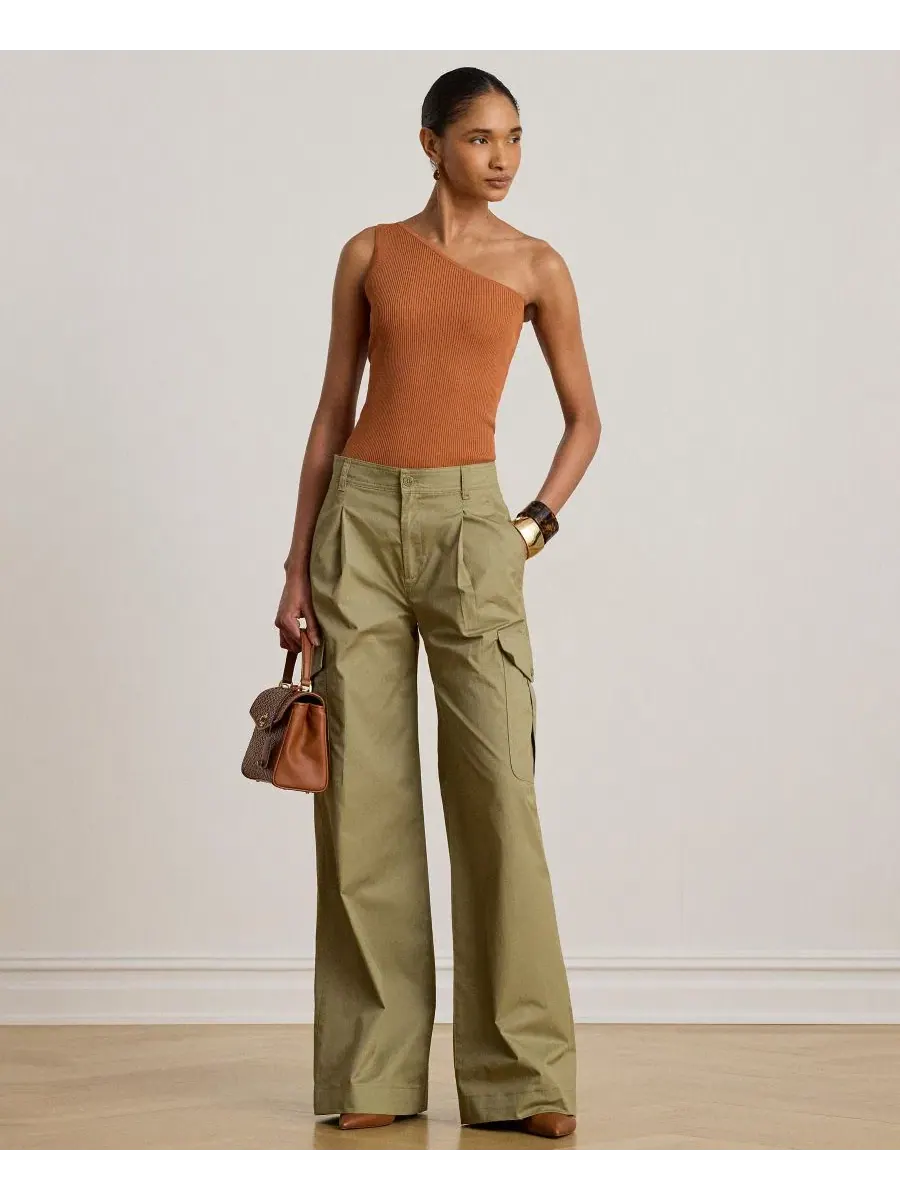 Женский трикотажный свитер в рубчик на одно плечо Lauren Ralph Lauren — изображение 3 из 6, красный