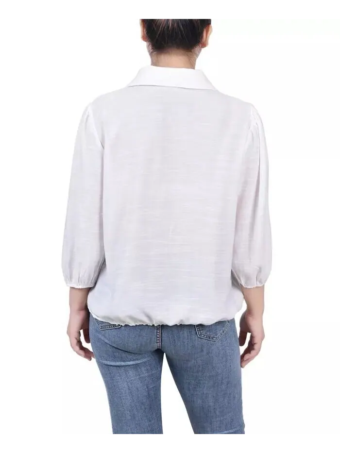 Женская блузка с рукавами 3/4 на кулиске NY Collection — изображение 2 из 3, белый