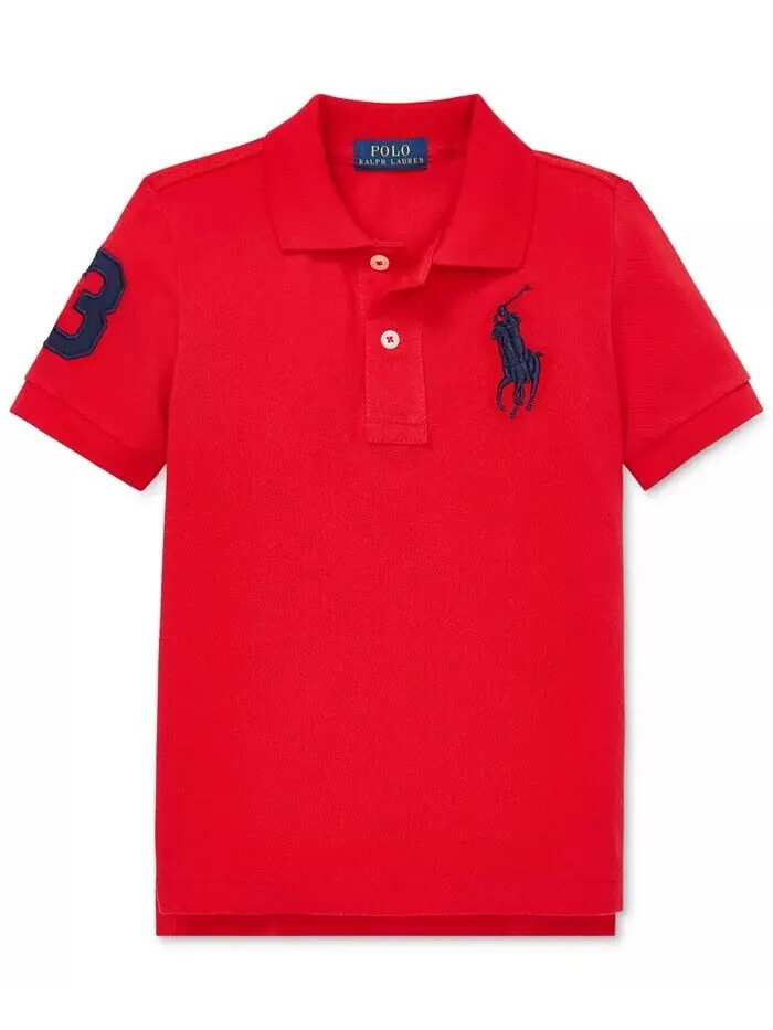 Поло из хлопковой сетки Big Pony для малышей и маленьких мальчиков Polo Ralph Lauren — изображение 1 из 2, красный
