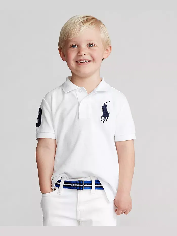 Поло с сетчатой хлопковой вставкой Big Pony для малышей и мальчиков Polo Ralph Lauren — изображение 1 из 4, белый