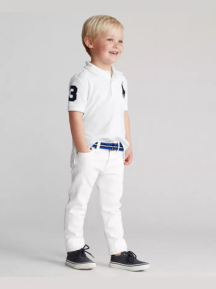 Поло с сетчатой хлопковой вставкой Big Pony для малышей и мальчиков Polo Ralph Lauren — изображение 2 из 4, белый