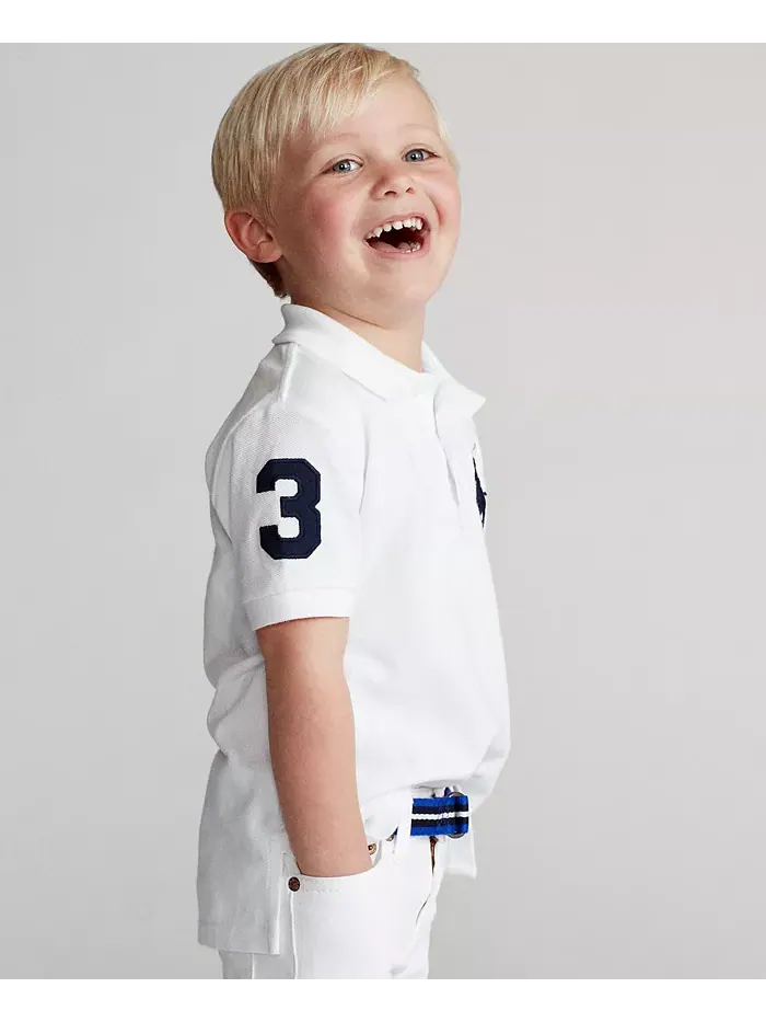 Поло с сетчатой хлопковой вставкой Big Pony для малышей и мальчиков Polo Ralph Lauren — изображение 3 из 4, белый