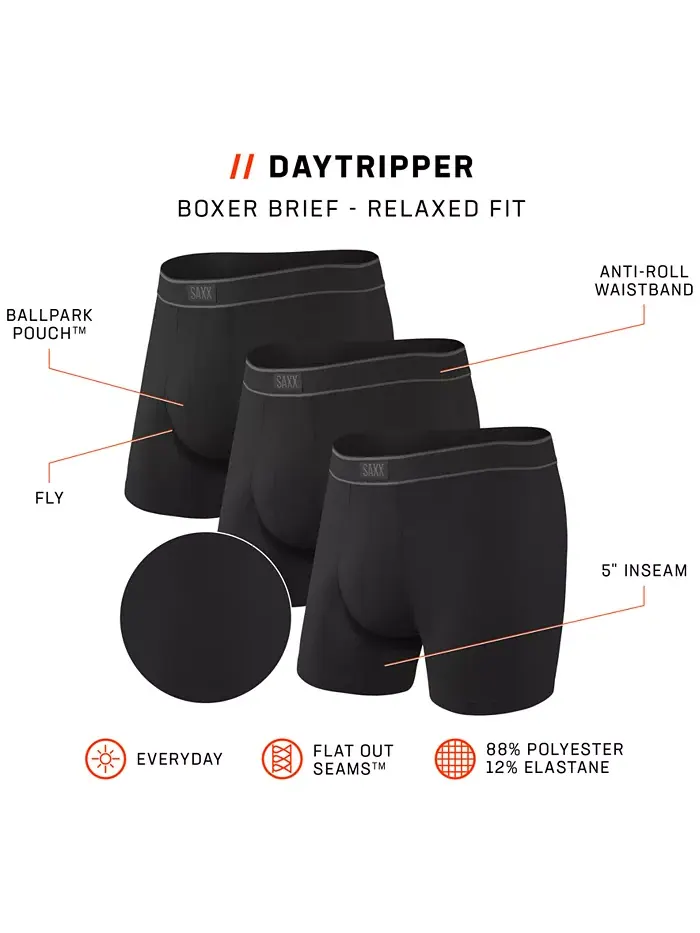 Мужские боксеры Relaxed Fit Daytripper, 3 шт SAXX — изображение 2 из 7, черный