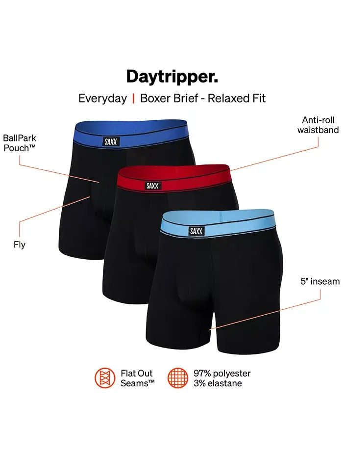 Мужские боксеры Relaxed Fit Daytripper, 3 шт SAXX — изображение 6 из 6, синий