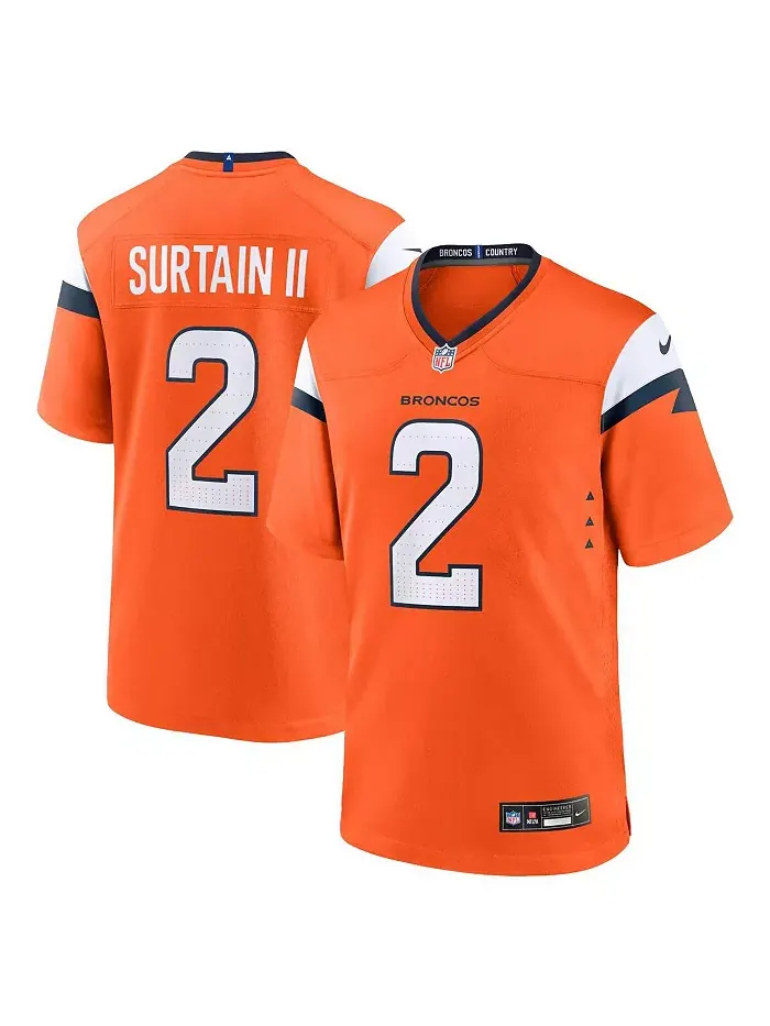 Мужская игровая футболка Patrick Surtain II Denver Broncos Nike — изображение 1 из 3, оранжевый