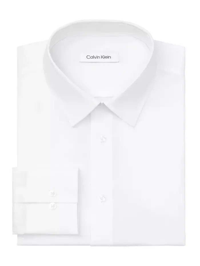 Мужская классическая рубашка Regular Fit с эластичной тканью Calvin Klein — изображение 3 из 7, белый