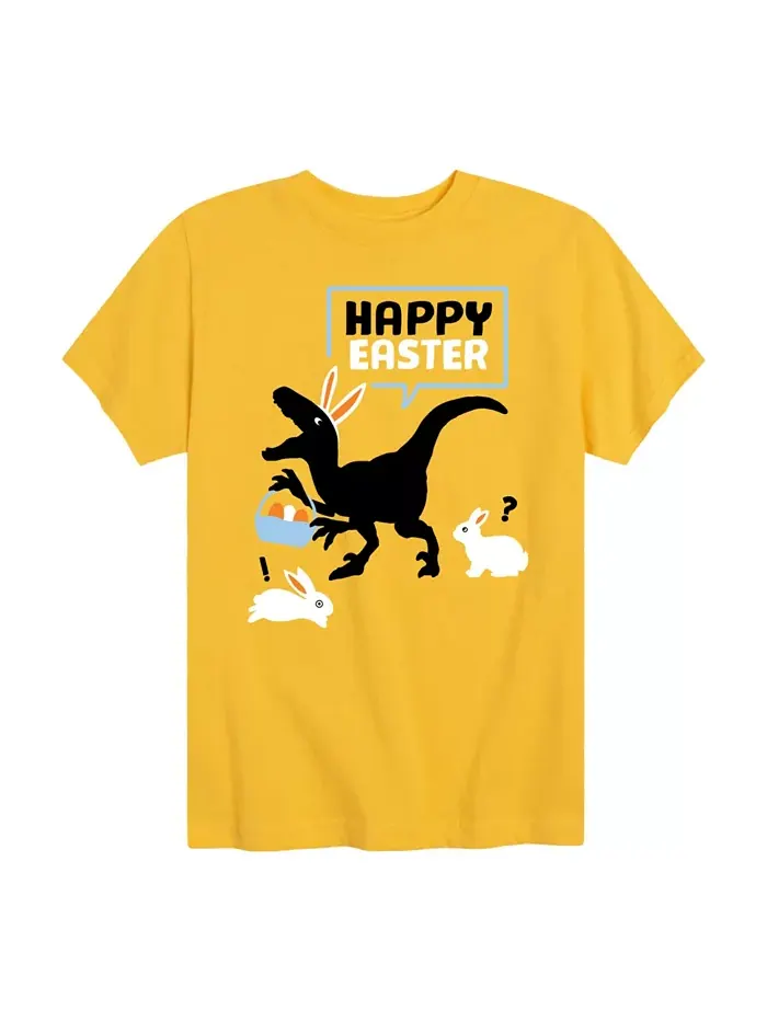 Футболка с принтом "Dino Happy Easter" для мальчиков старшего возраста Hybrid — изображение 1 из 3, желтый