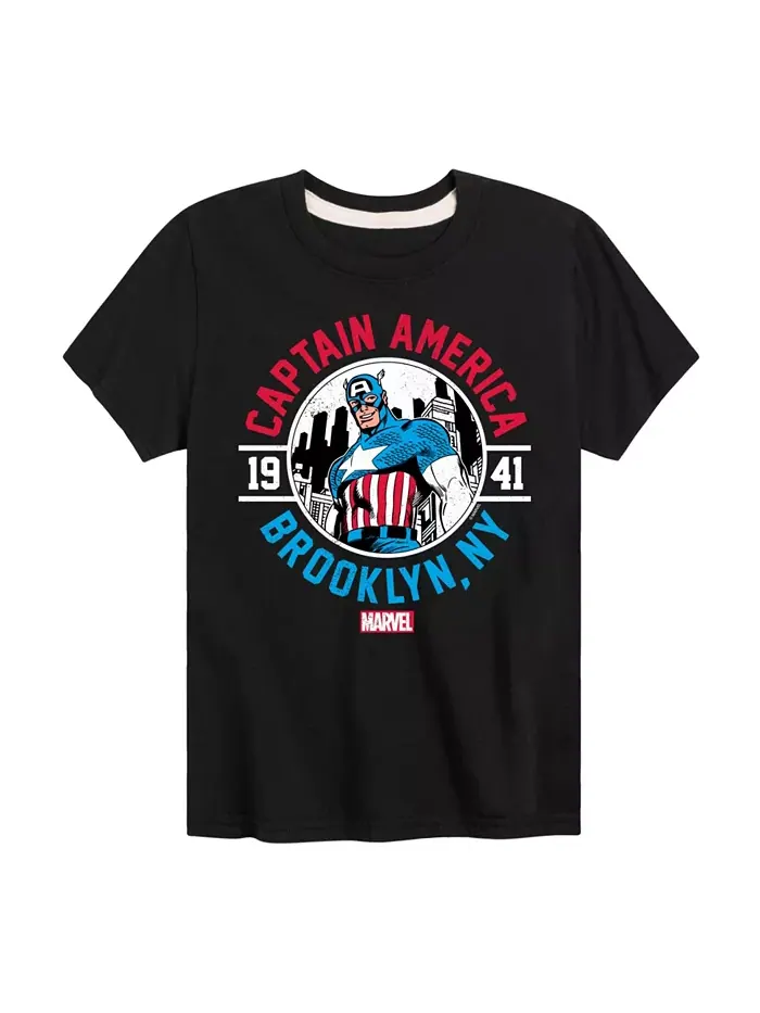 Футболка графическая Boys Captain America Brooklyn NY — изображение 1 из 3, черный