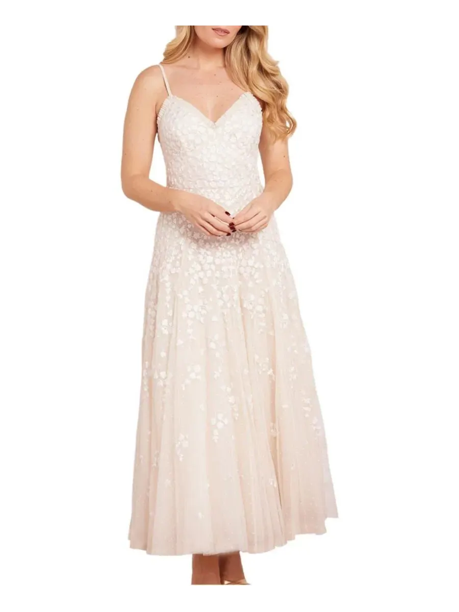 Платье-комбинация в пол с вышивкой Scatter Blossom Cami Ankle Gown Needle & Thread — изображение 1 из 6, бежевый