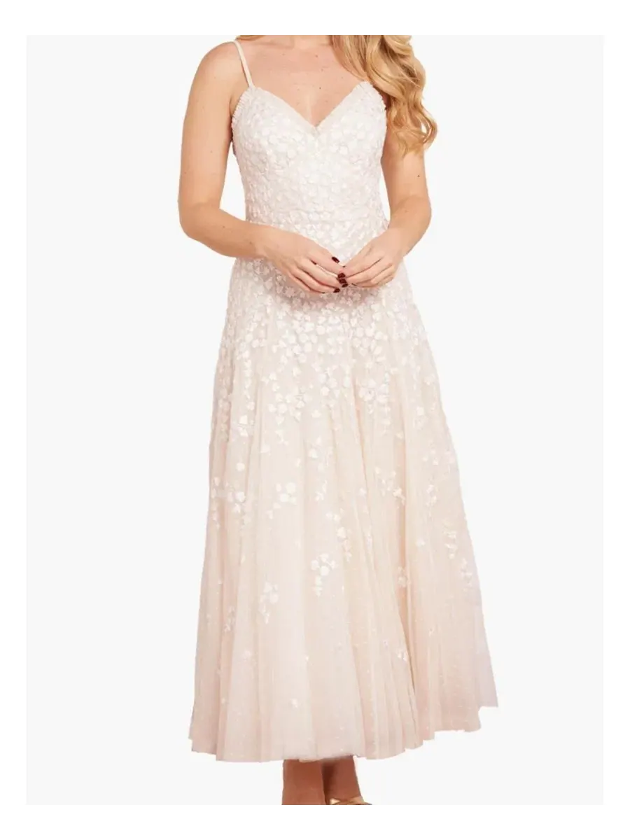 Платье-комбинация в пол с вышивкой Scatter Blossom Cami Ankle Gown Needle & Thread — изображение 6 из 6, бежевый