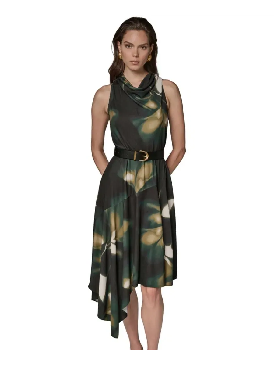 Платье с запахом без рукавов Donna Karan New York — изображение 1 из 16, оливковый мульти