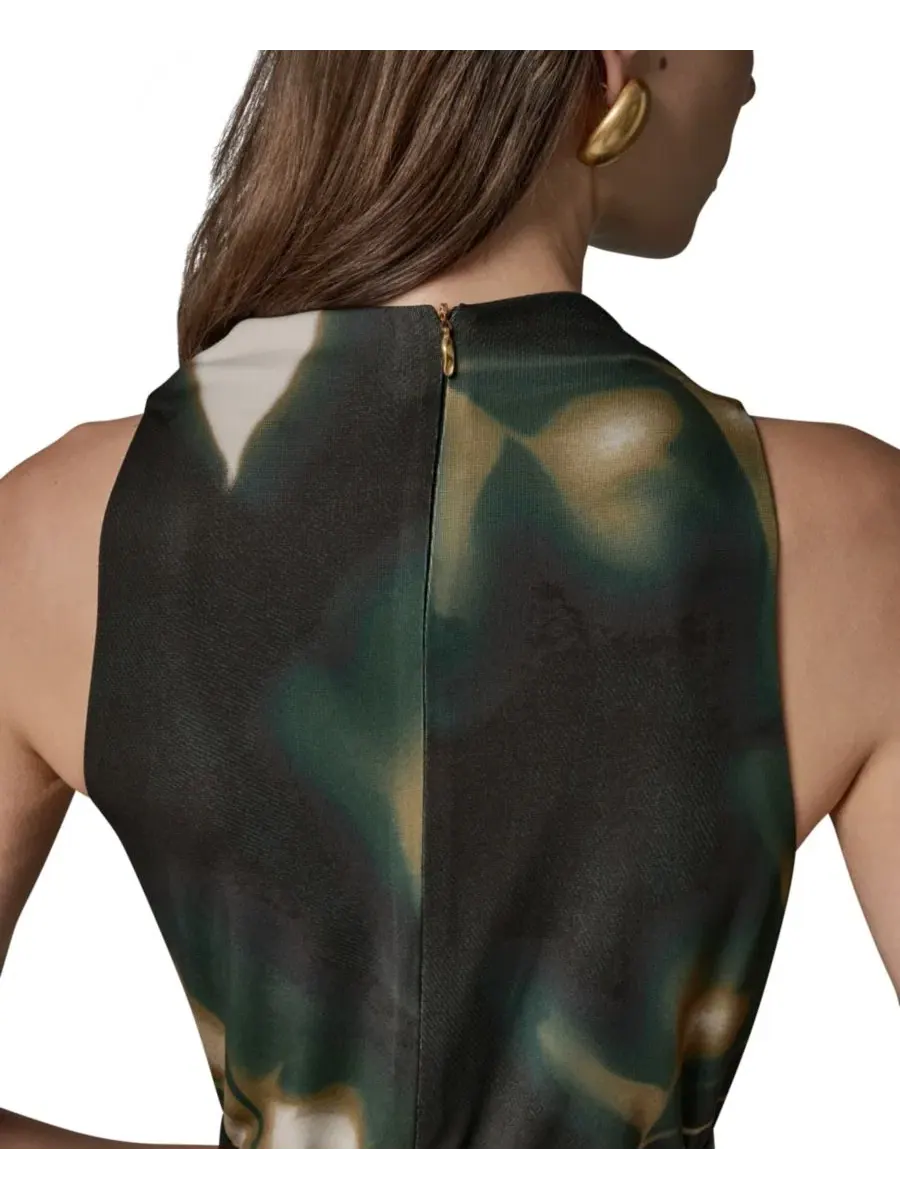 Платье с запахом без рукавов Donna Karan New York — изображение 6 из 16, оливковый мульти
