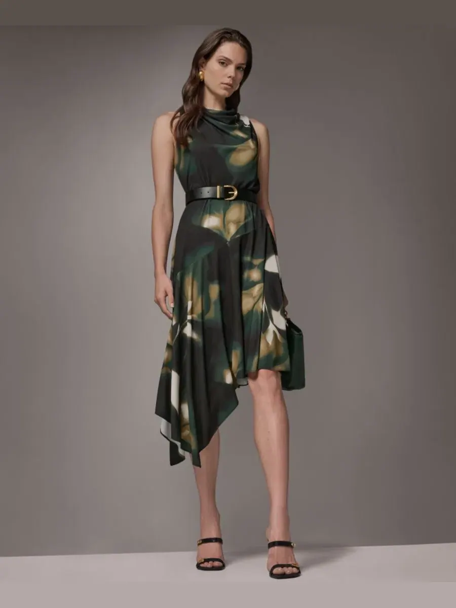 Платье с запахом без рукавов Donna Karan New York — изображение 10 из 16, оливковый мульти