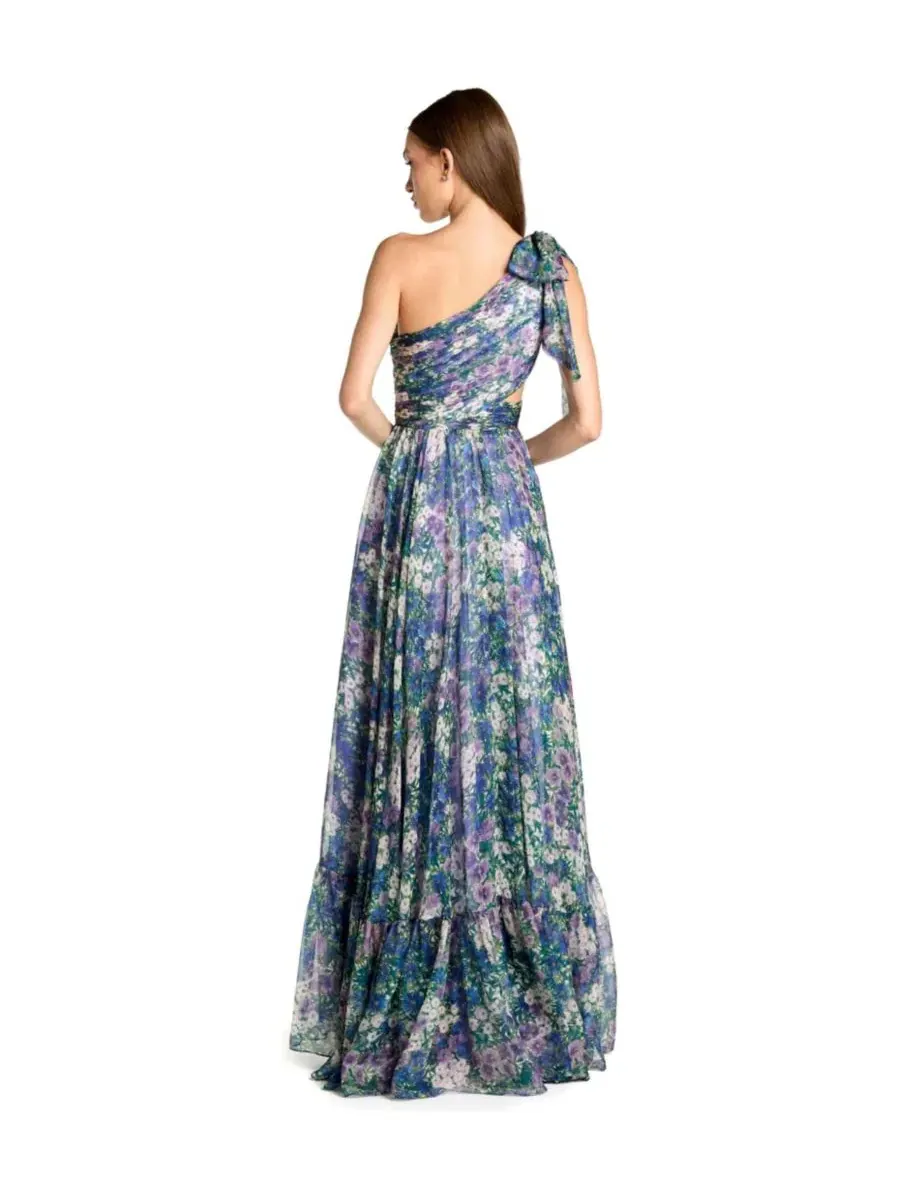 Платье-макси с одним плечом, с цветочным принтом, из шифона, с вырезом, Petite One-Shoulder Floral — изображение 2 из 3