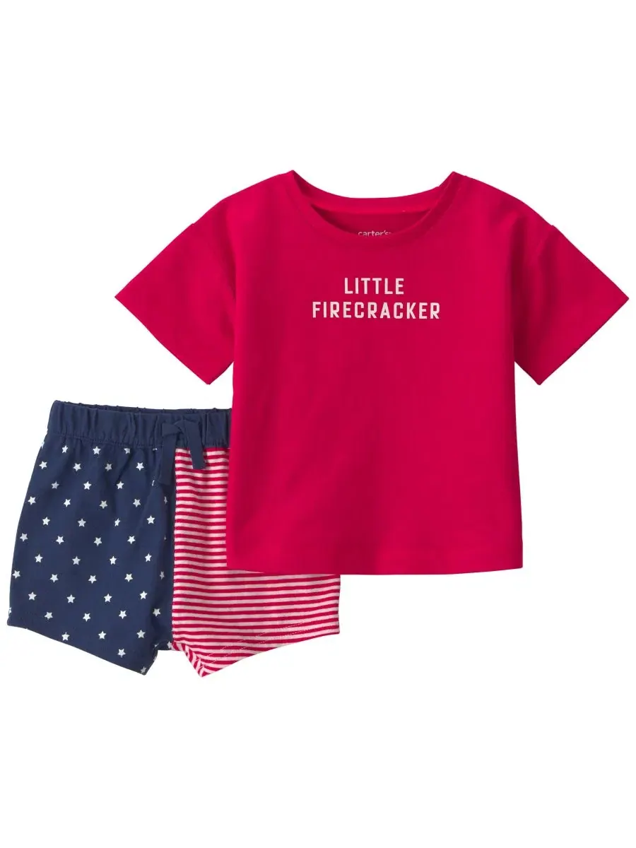 Комплект из топа и шорт с коротким рукавом Little Firecracker Carter's — изображение 1 из 4