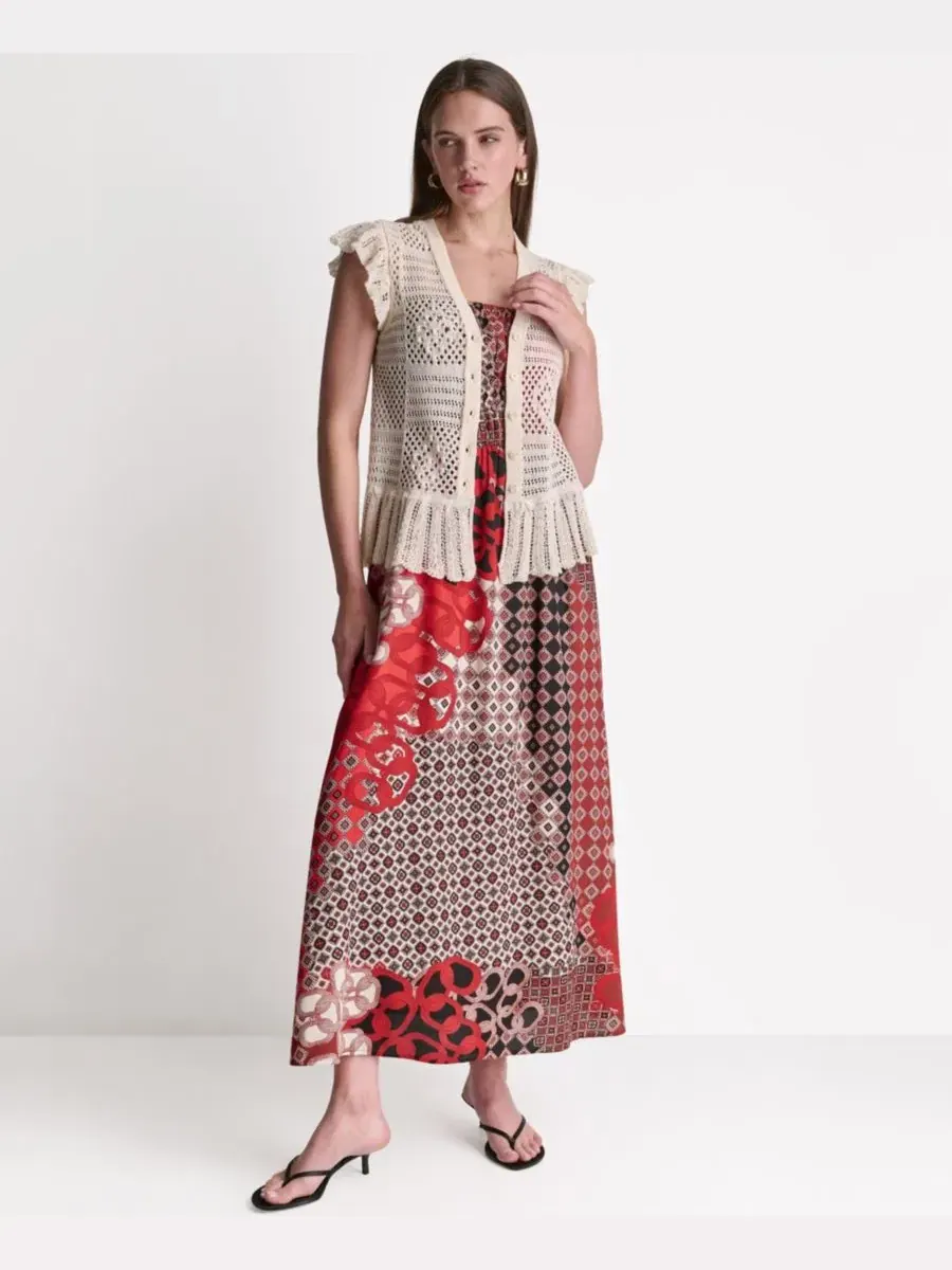 Кардиган женский с V-образным вырезом Open Stitch BCBG — изображение 2 из 6, кремовый