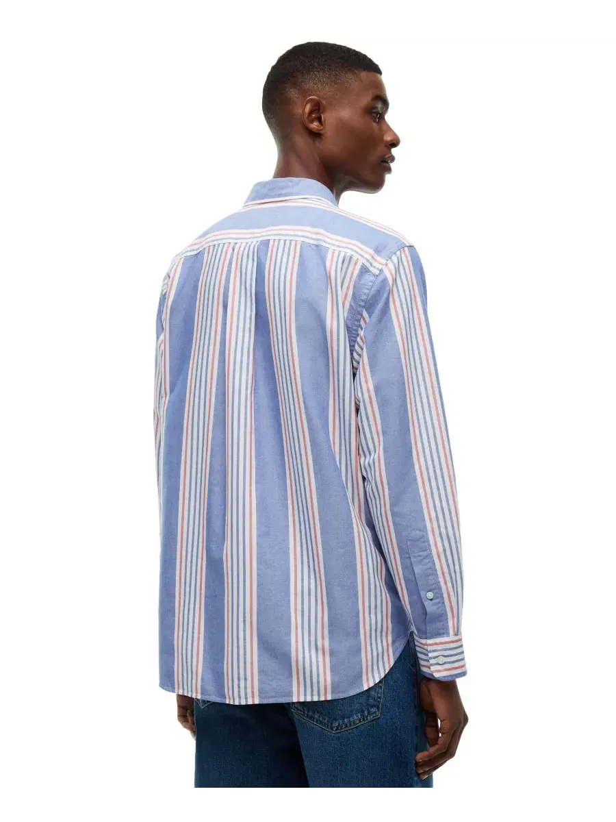 Мужская рубашка с длинным рукавом Regular Fit Oxford Striped Tommy Hilfiger — изображение 4 из 4, синий