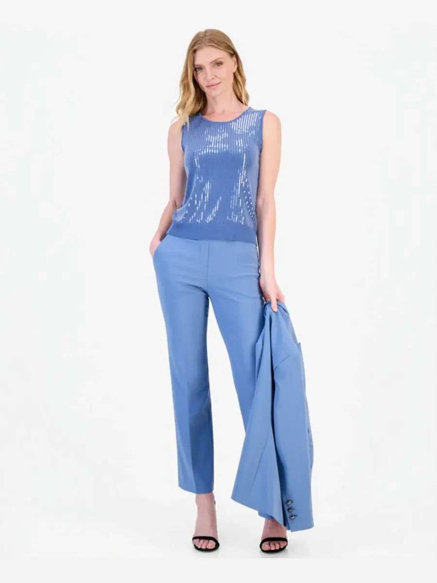 Топ с пайетками без рукавов Anne Klein — изображение 2 из 4, синий