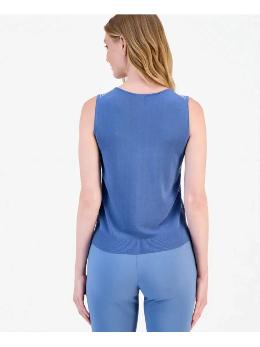Топ с пайетками без рукавов Anne Klein — изображение 3 из 4, синий
