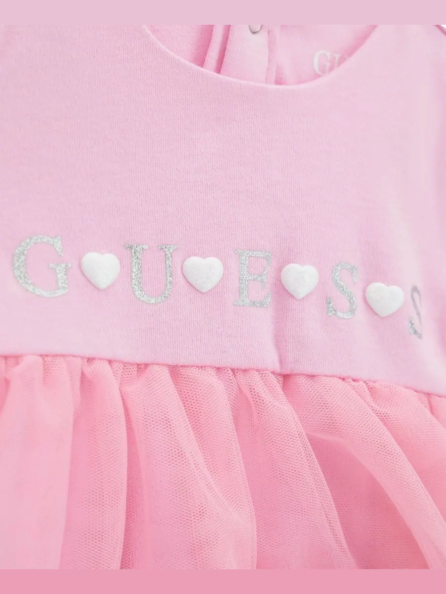 Платье с короткими рукавами для девочек GUESS — изображение 3 из 4, розовый