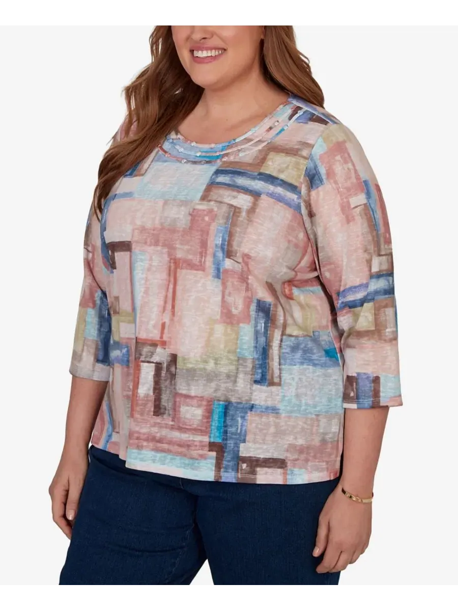 Топ с принтом Camden Market Painted Color Blocks Alfred Dunner — изображение 2 из 5, мульти