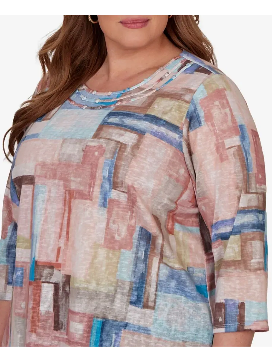 Топ с принтом Camden Market Painted Color Blocks Alfred Dunner — изображение 4 из 5, мульти