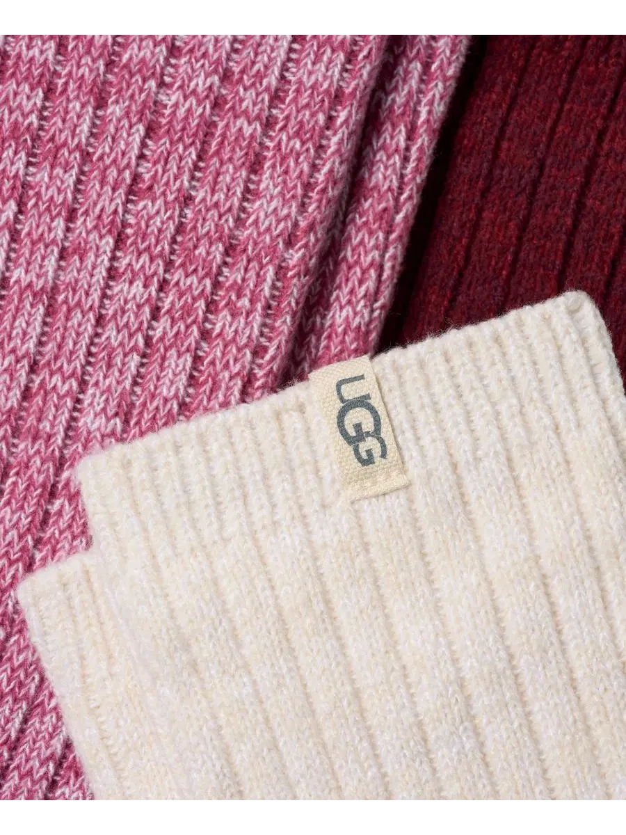 Комплект носков с логотипом UGG, 3 пары — изображение 2 из 3, кремовый