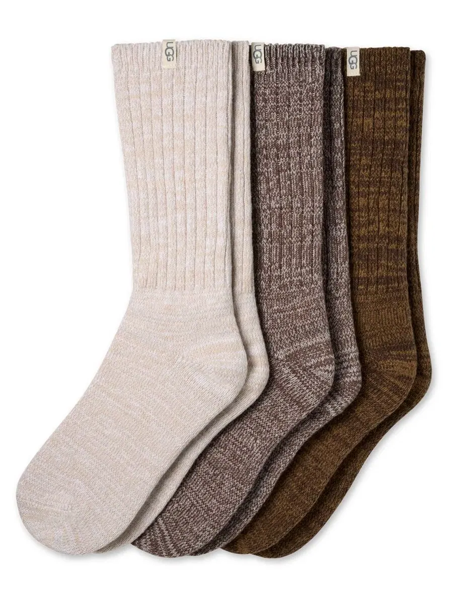 Набор носков с логотипом UGG, 3 пары, Burnt Cedar / Moonlight / Coffee Grounds — изображение 1 из 5
