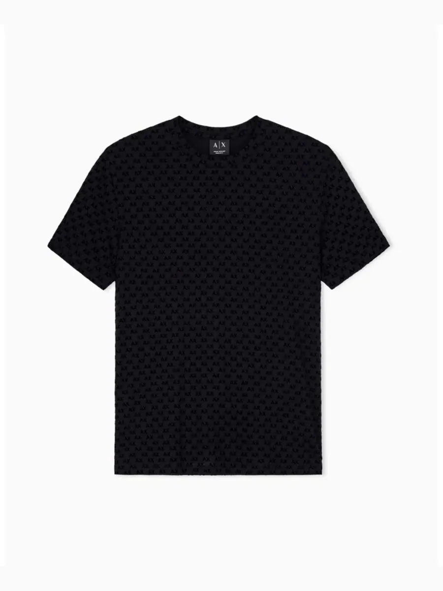 Футболка с принтом Flocked All Over Logo A|X Armani Exchange — изображение 2 из 8, черный