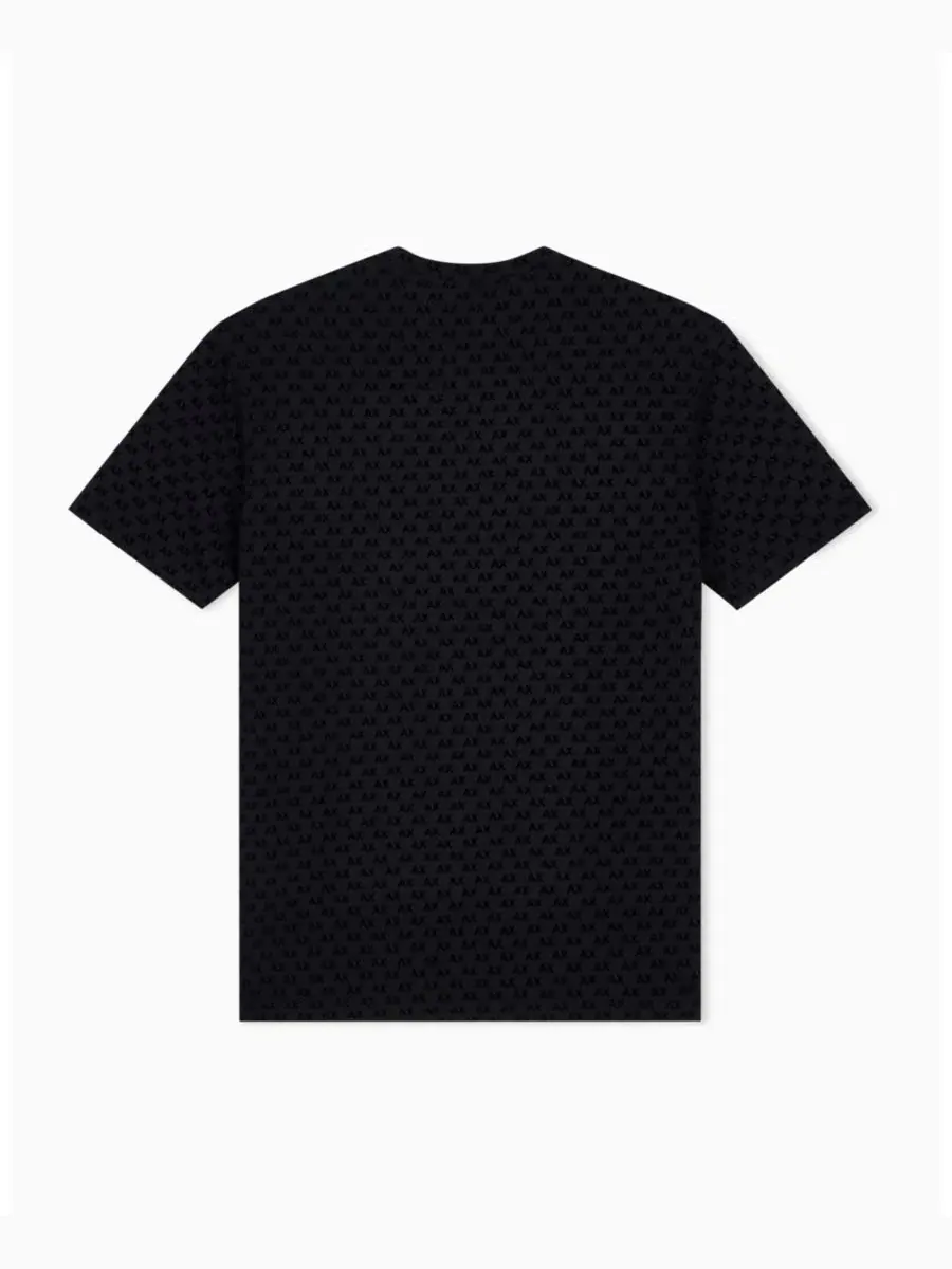 Футболка с принтом Flocked All Over Logo A|X Armani Exchange — изображение 3 из 8, черный