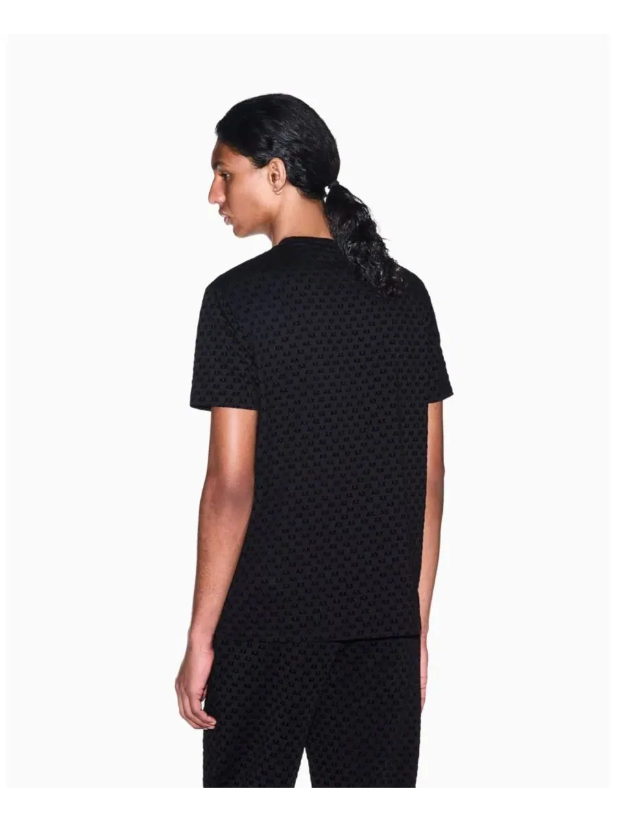 Футболка с принтом Flocked All Over Logo A|X Armani Exchange — изображение 4 из 8, черный