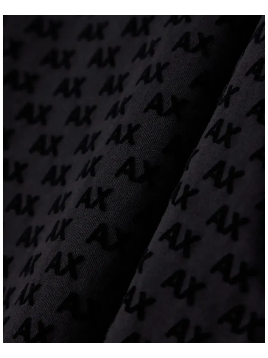 Футболка с принтом Flocked All Over Logo A|X Armani Exchange — изображение 5 из 8, черный